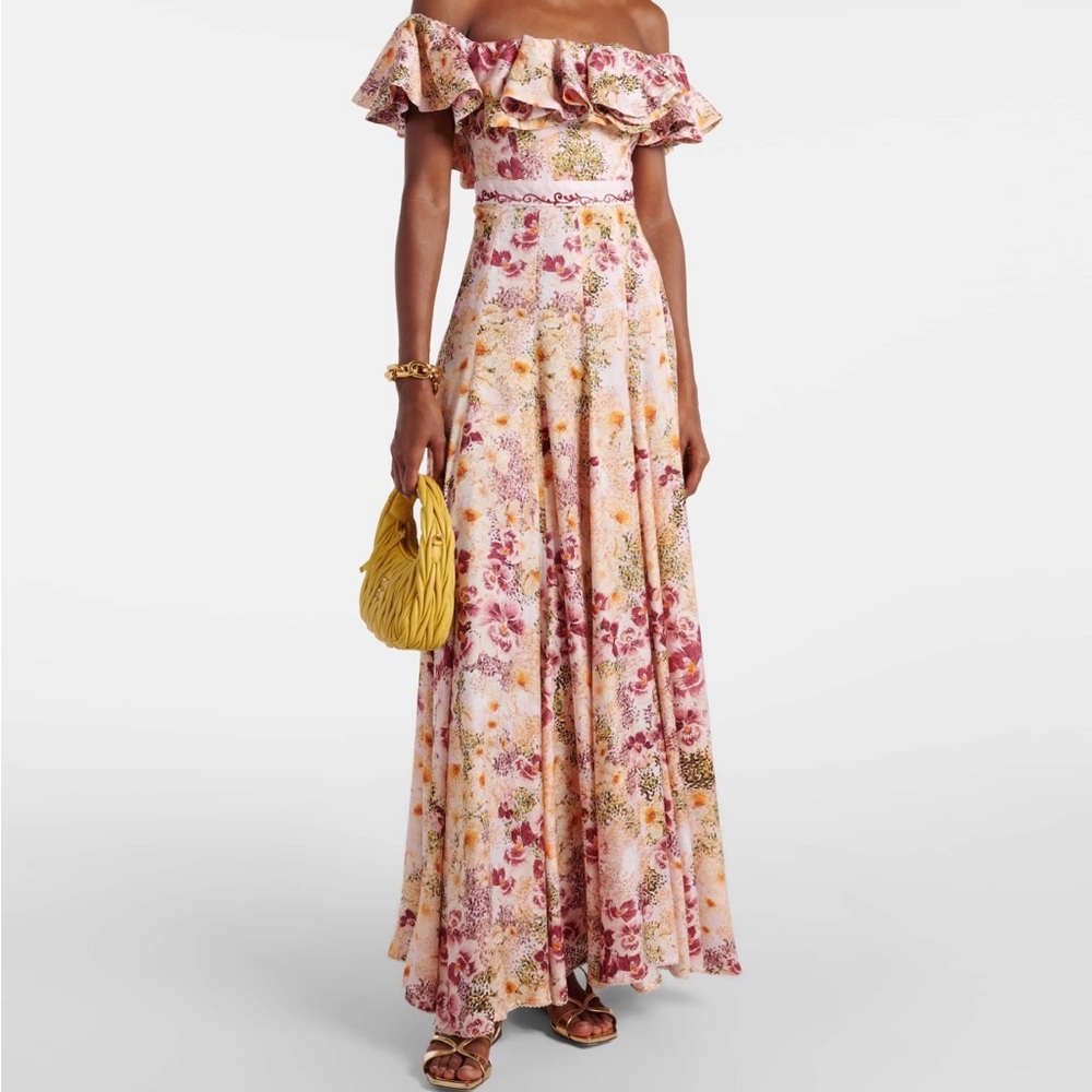 Agua by Agua Bendita Floral Off-Shoulder Maxi Dress